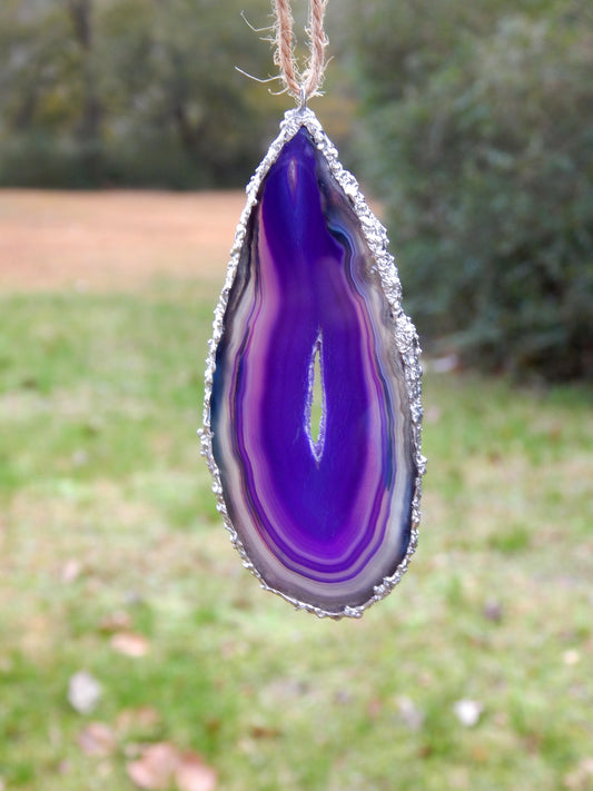 Purple agate slice suncatcher