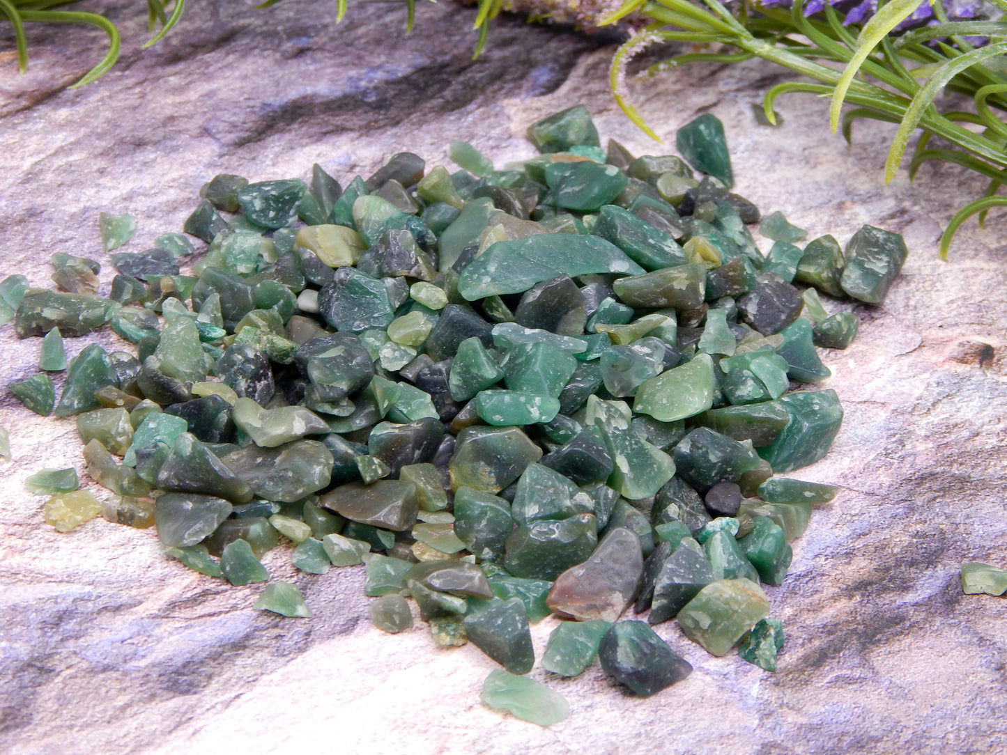 Green aventurine chips by the ounce