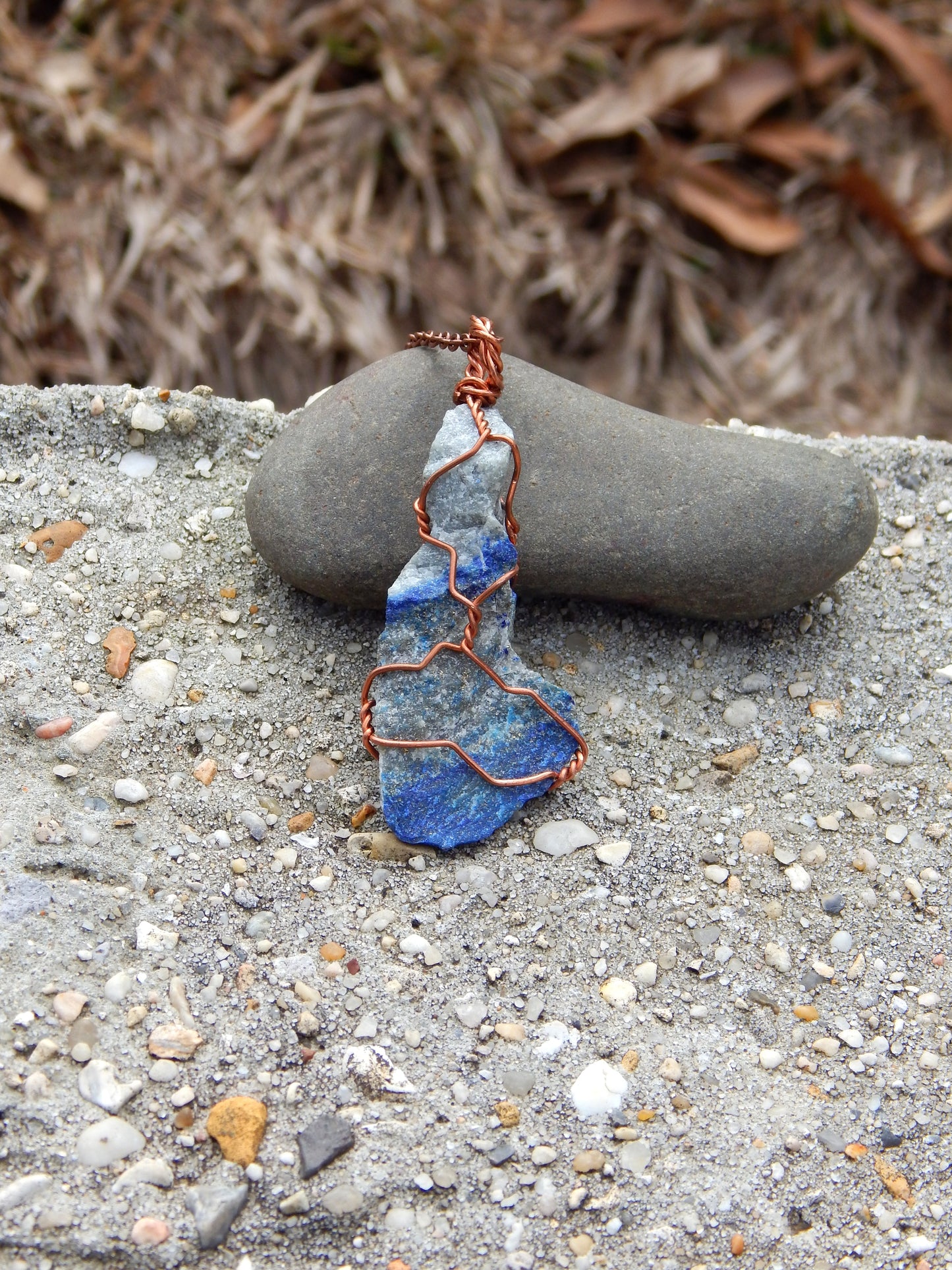 Lapis Lazuli and copper pendant
