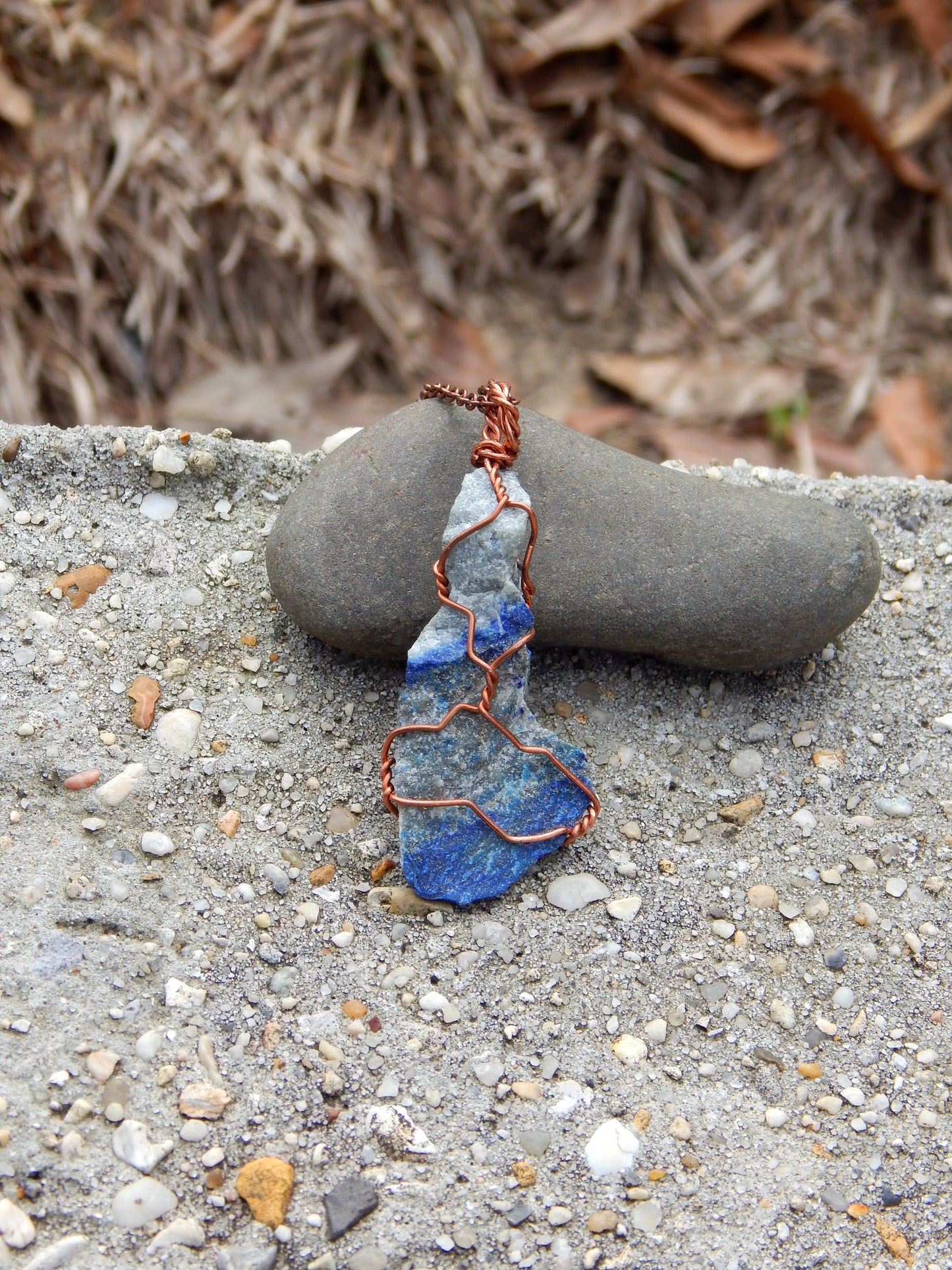 Lapis Lazuli and copper pendant