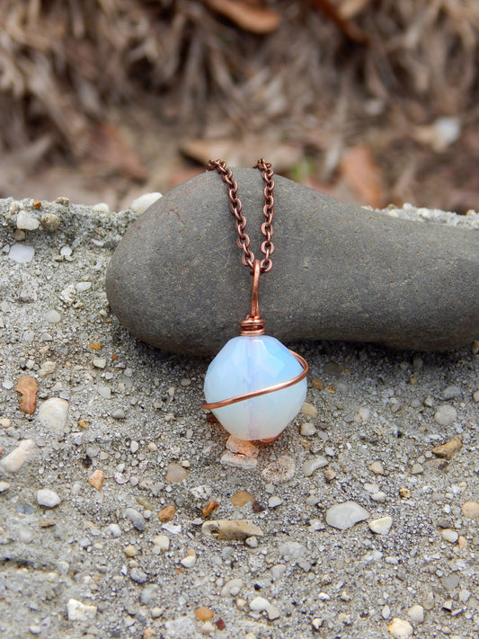 Opalite and copper pendant