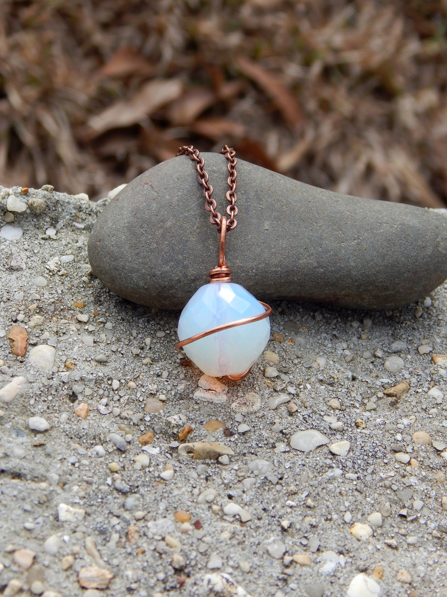Opalite and copper pendant