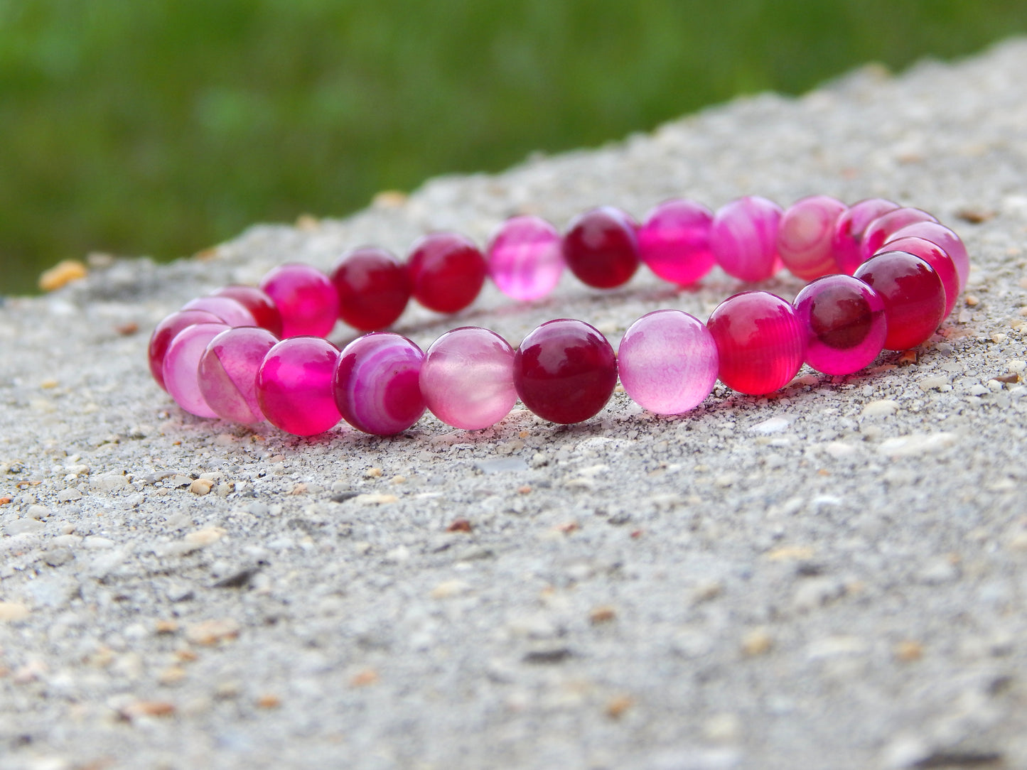 Pink agate stretch bracelet