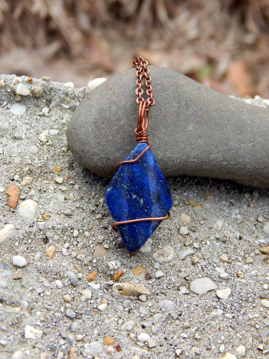 Lapis lazuli and copper pendant