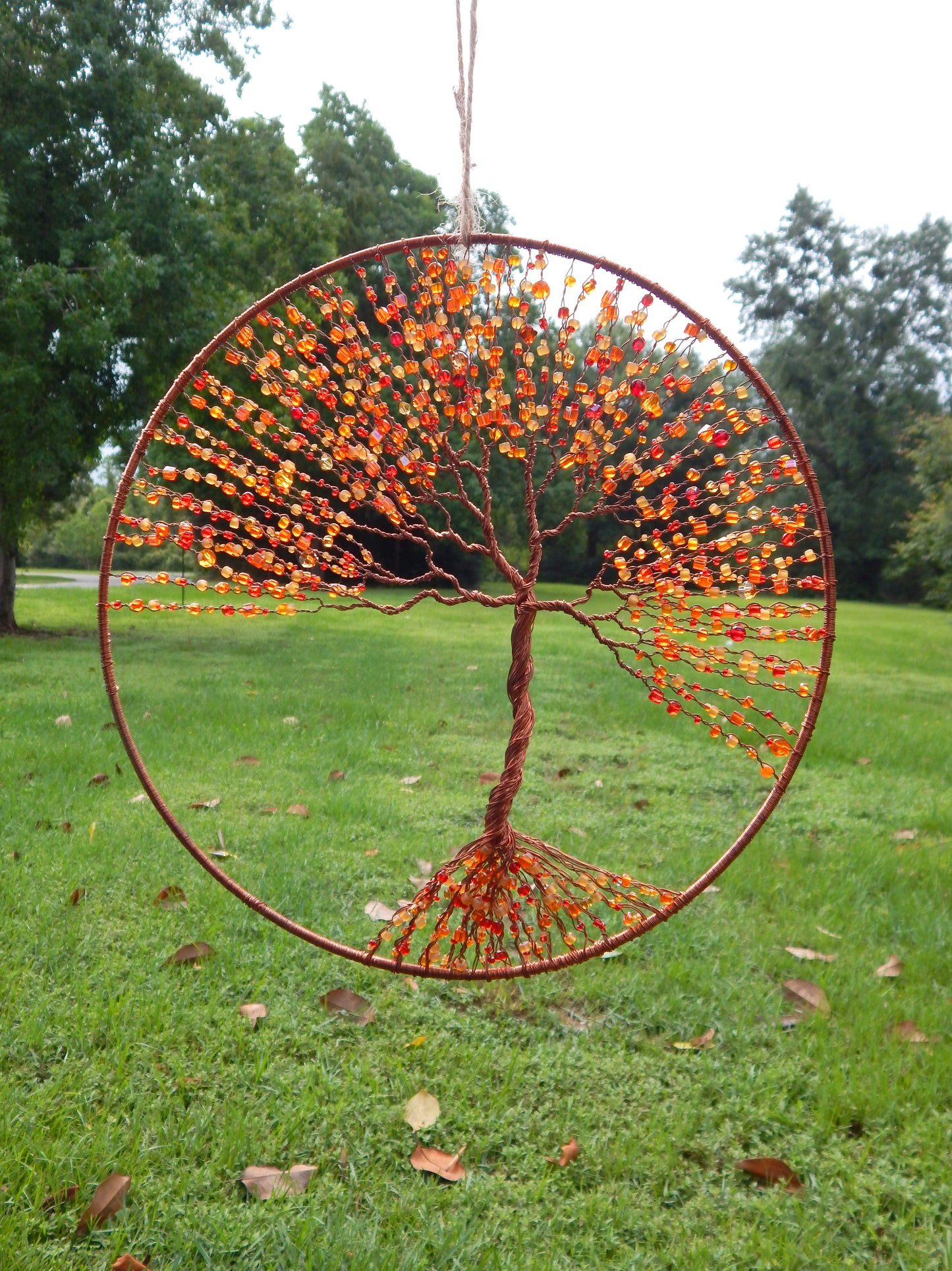 Large orange tree of life suncatcher