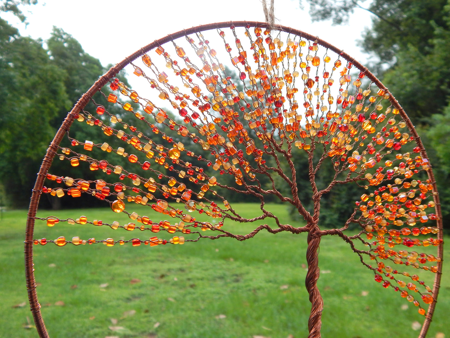 Large orange tree of life suncatcher