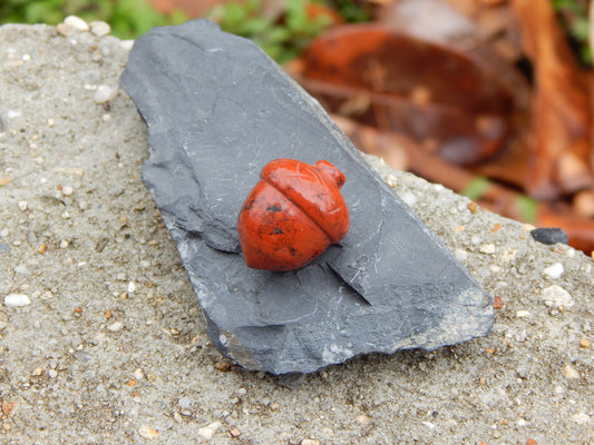 Red jasper acorn carving