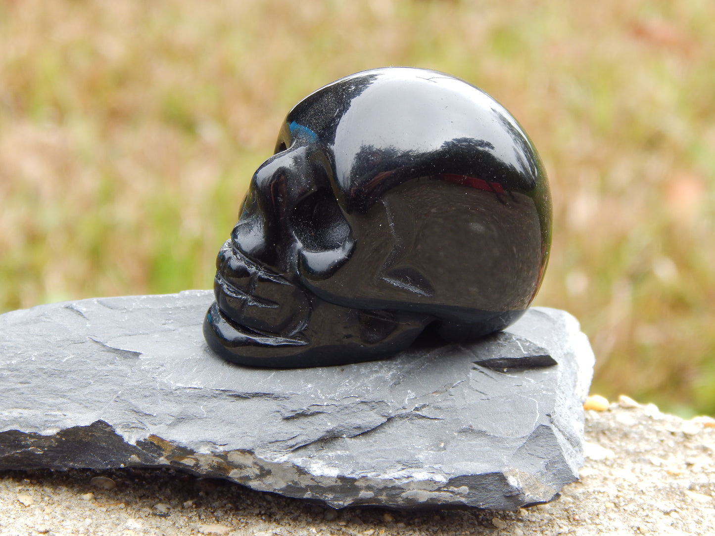Silver sheen obsidian 2 inch skull