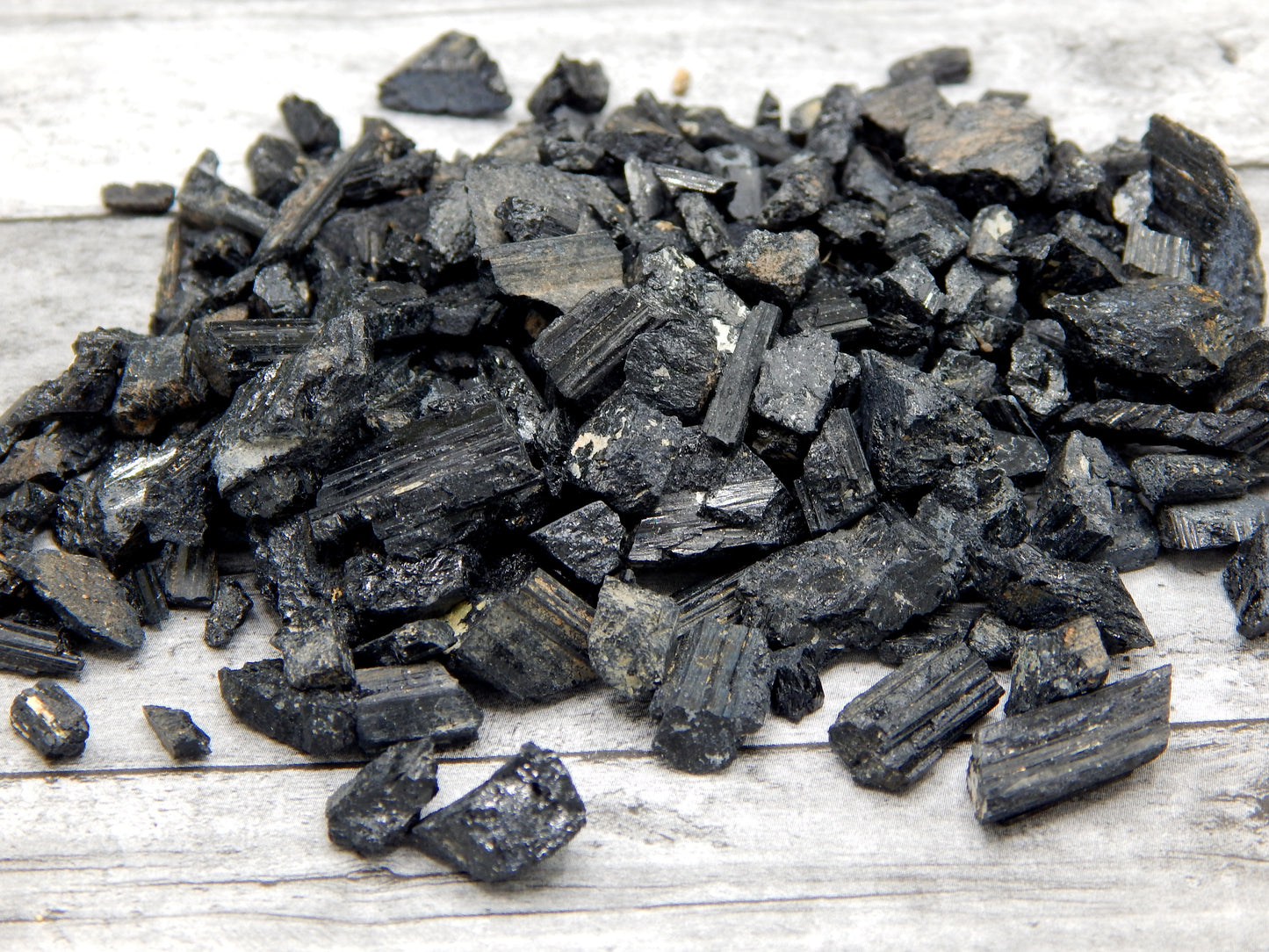 Black tourmaline chips by the ounce