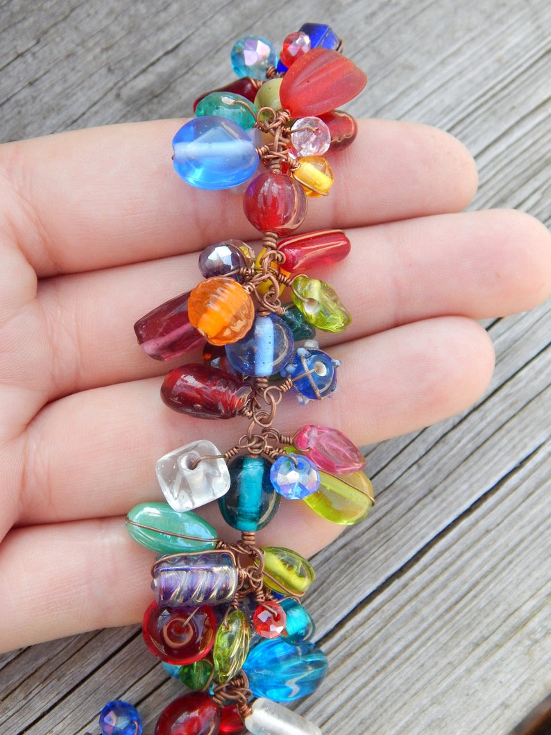Colorful cluster bracelet