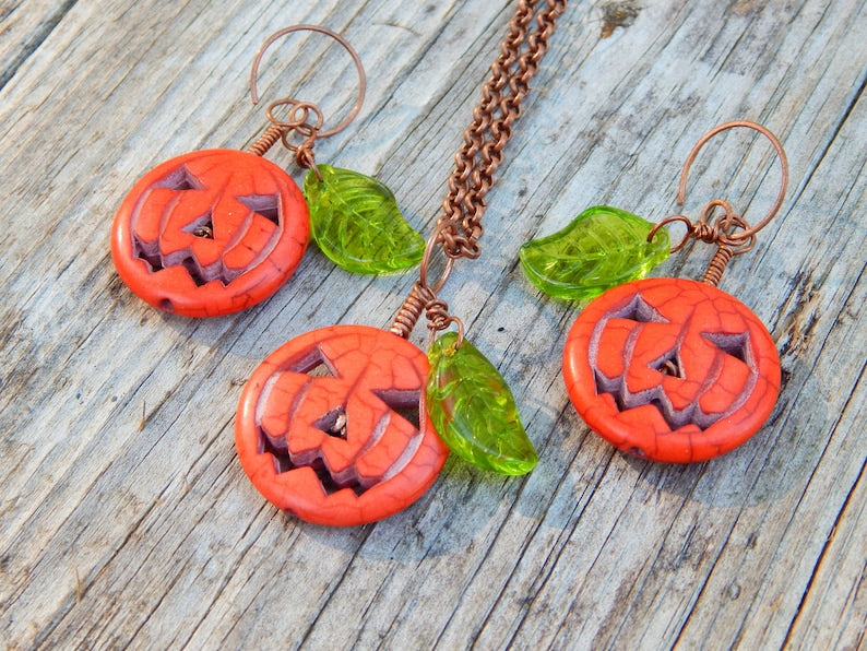 Pumpkin earring and necklace set