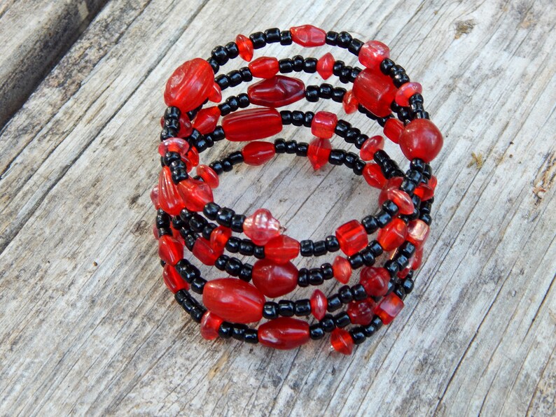 Black and red memory wire bracelet