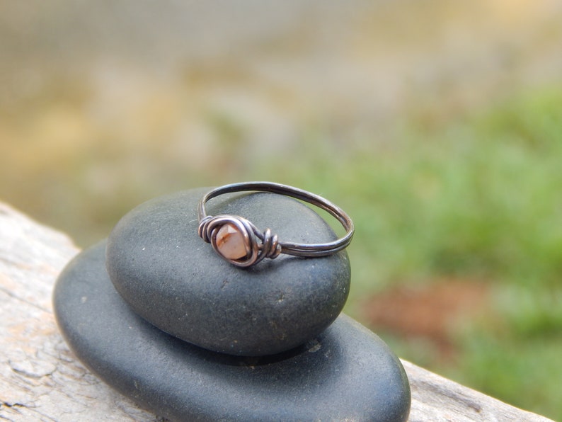 Wire wrapped pink opal size 8.5 ring
