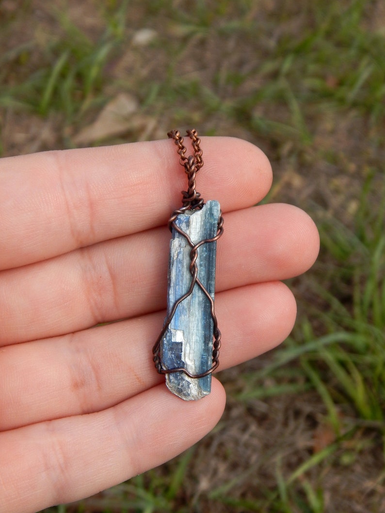 Buy Blue Kyanite Crystal Pendant Necklace With Cord Chain Reiki Infused  Communication Calm Meditation Online in India - Etsy