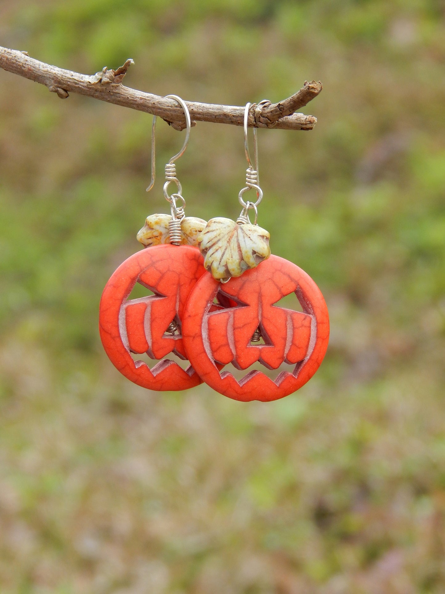 Sterling silver pumpkin earrings