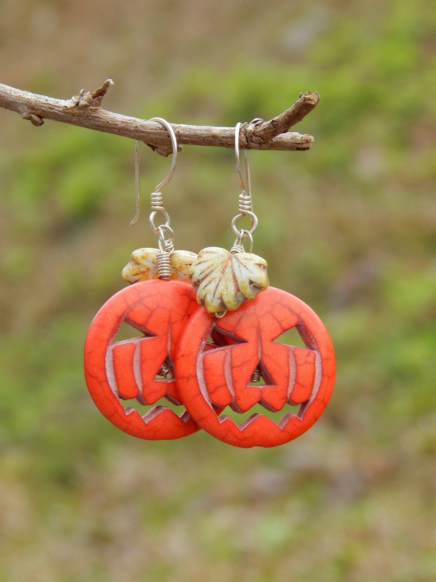 Sterling silver pumpkin earrings